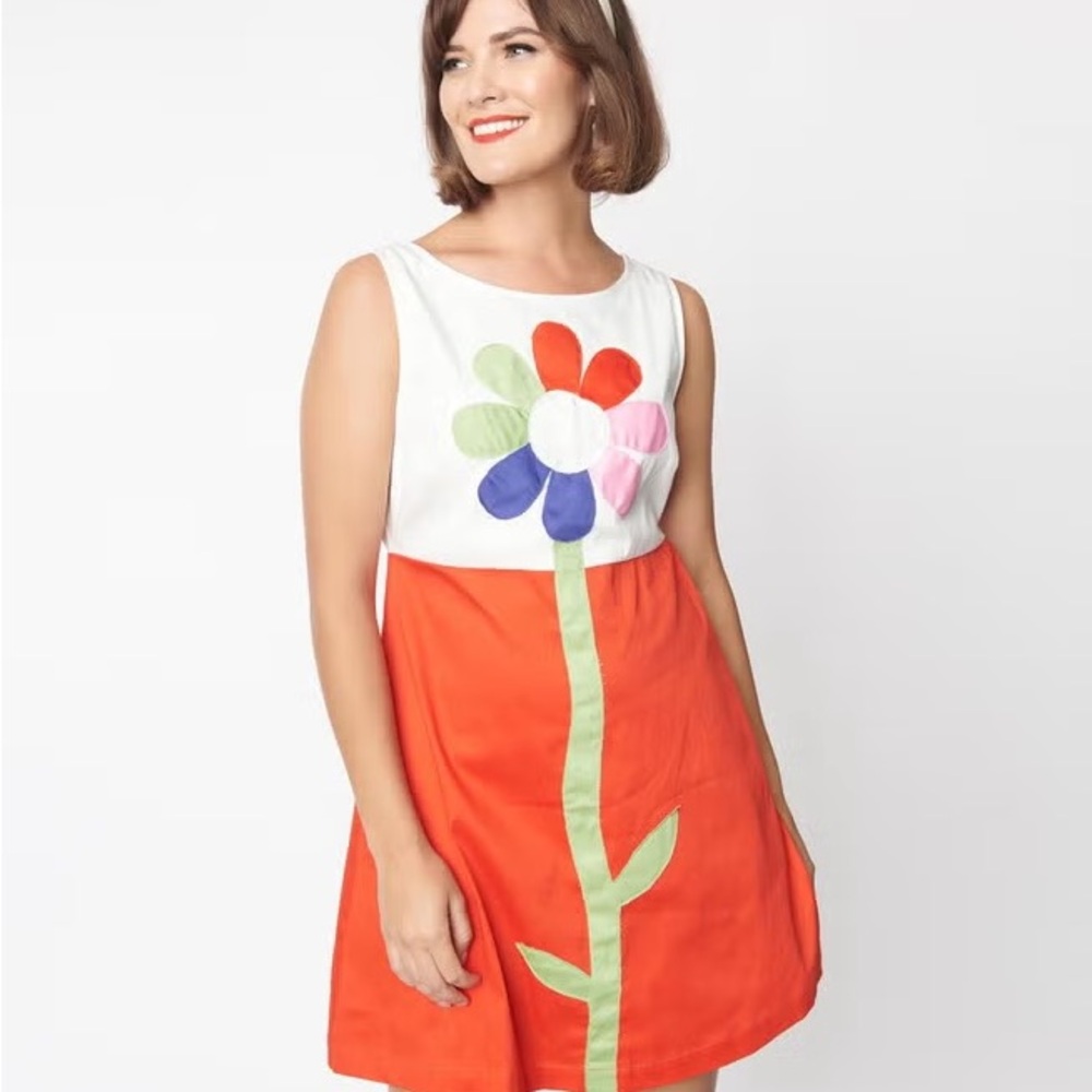 Floral Colorblock Rainbow Sleeveless Dress
